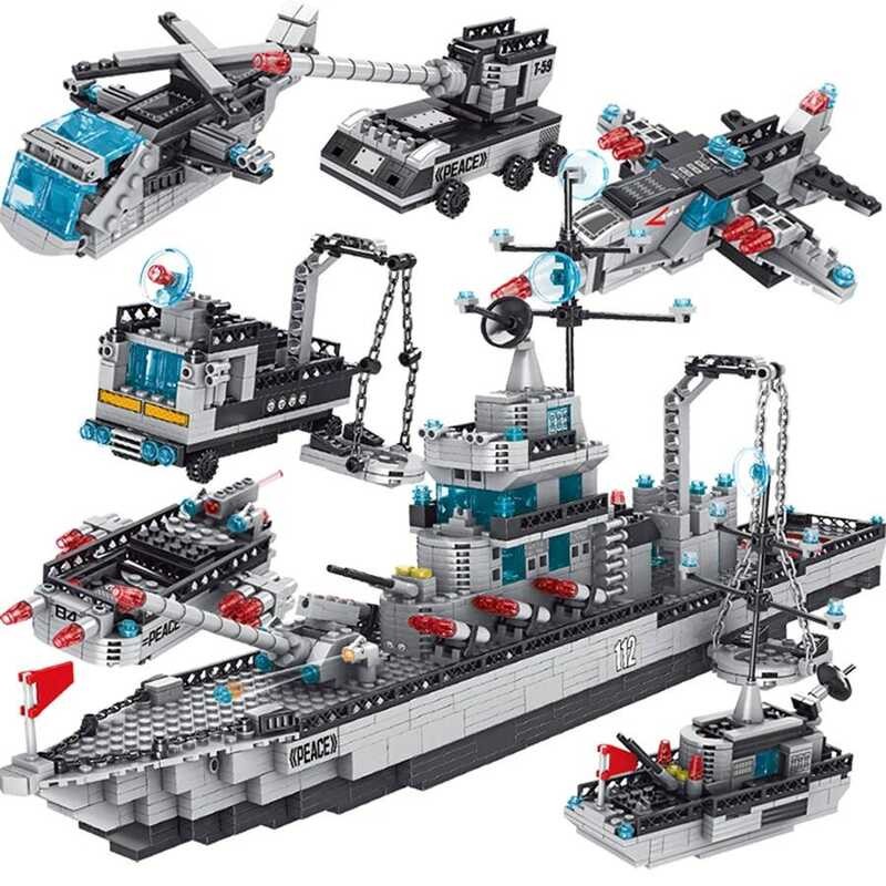 Warship Building Block Ocean Cruiser, 6-In-1 Building Block Warship, Desop Decoration, A Gift For W