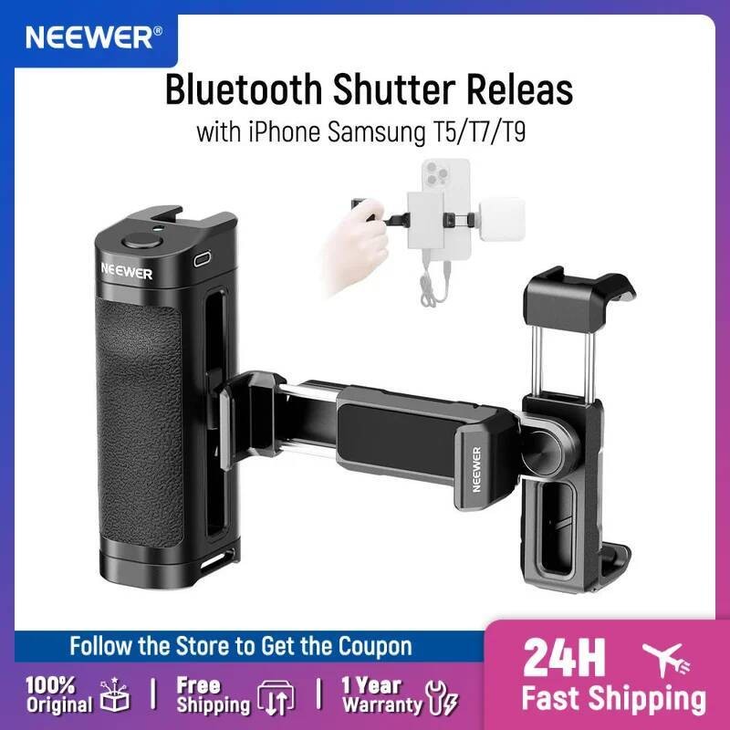 NEEDER บลูทูธด้านข้าง Handle Shutter Release พร้อมโทรศัพท์ Clamp SSD Holder, รองเท้าเย็นเข้ากันได้กั