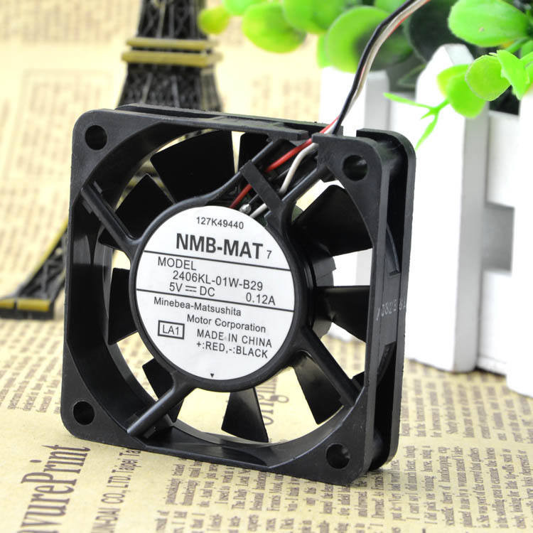ยี่ห้อใหม่ Original NMB 6 ซม.6015 5V0.12A 2406KL-01W-B29 Double Ball 3 สายพัดลมเงียบ
