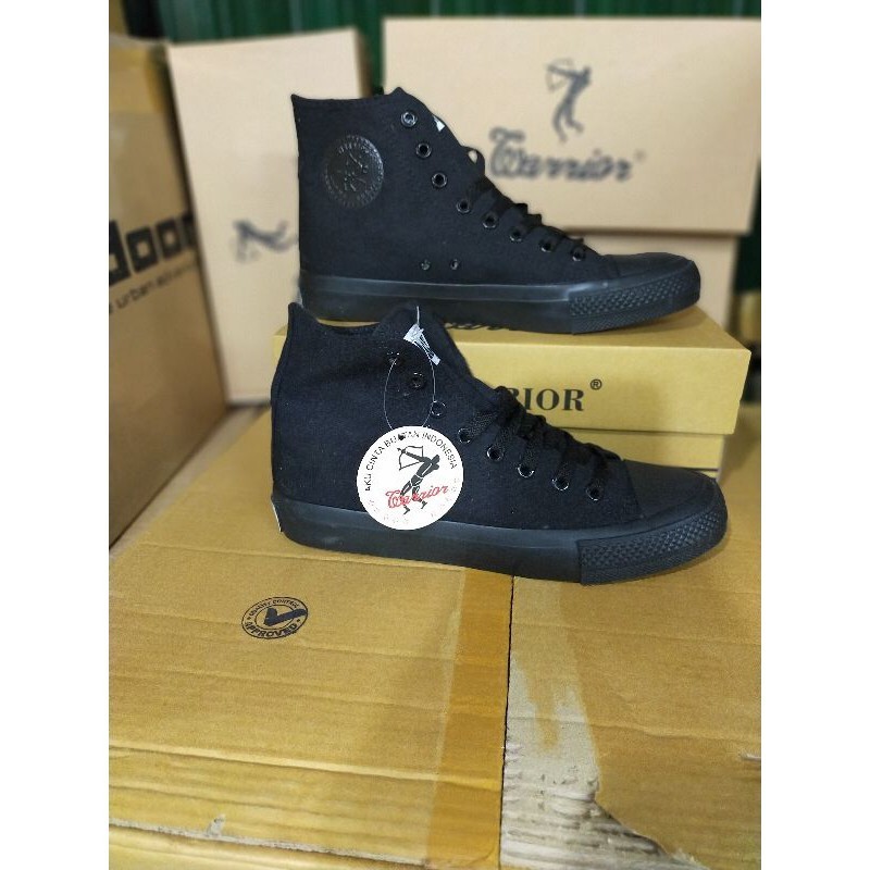 Hitam Plain Black High Warrior Shoes/Sparta School Shoes