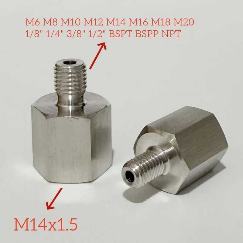 304 ข้อต่อท่อแรงดันสูงสแตนเลส ขนาด M14x1.5 เมตริกตัวเมีย ถึง M6 M8 M16 M20 1/8" 1/4" 3/8" 1/2" BSP N
