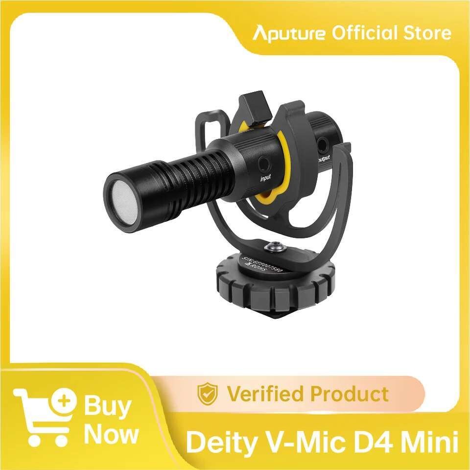 Deity V-Mic D4 Mini ไมโครโฟนขนาดกะทัดรัดหัวไมโครโฟน TRS 3.5 มม.พร้อม Shock Mount สําหรับ Vlog วิดีโอ