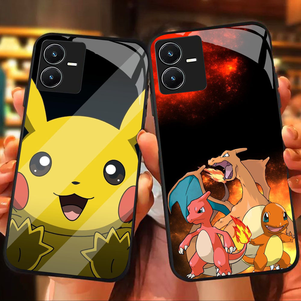 MK-92 Pokemon Liquid HD Glass Casing สําหรับ VIVO Y22 Y35 Y75 Y28 Y22S V25 Y55 iQOO Z6