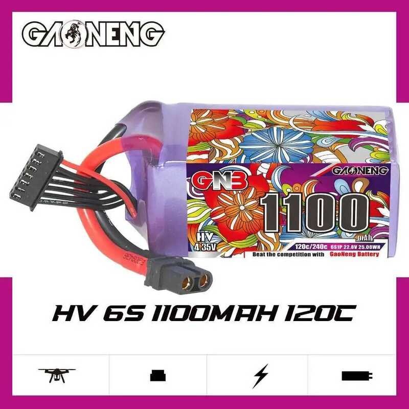 ▥ 1/2 ชุด GNB 4S 6S 1100/1300/1500/1850Mah 15.2V 22.8V 120C พร้อม Xt60 สําหรับ FPV Drone เฮลิคอ