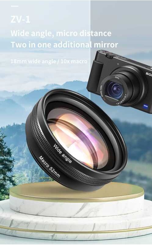 กล้องมุมกว้าง 18 มม.สําหรับ Sony Zv1 Rx100m7 Canon G7x, อุปกรณ์เสริมเลนส์, เลนส์ปิดผนึก