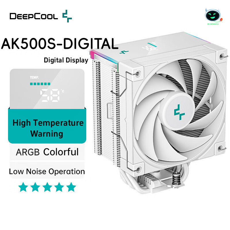 Deepcool AK500S ดิจิตอล AK500 CPU Cooler สีขาว 5 ท่อความร้อน 120 มม.FDB แบริ่งพัดลม CPU เงียบสําหรับ