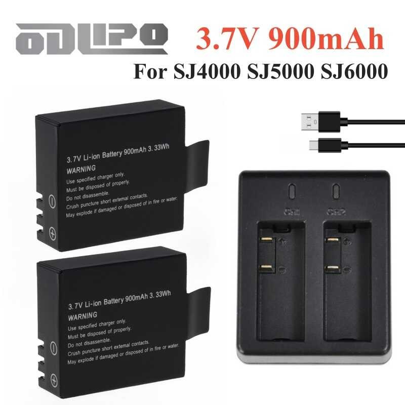 900mAh b SJ4000 Bateria Battery + Charger For SJCAM SJ5000 WIFI SJ7000 SJ8000 SJ4000WIFI SJ6000 E