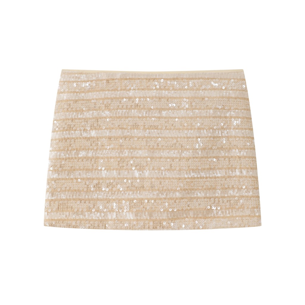 Casual All-Match Striped Sequined Skirt ผู้หญิงสไตล์ใหม่สะโพก-Packed กระโปรง