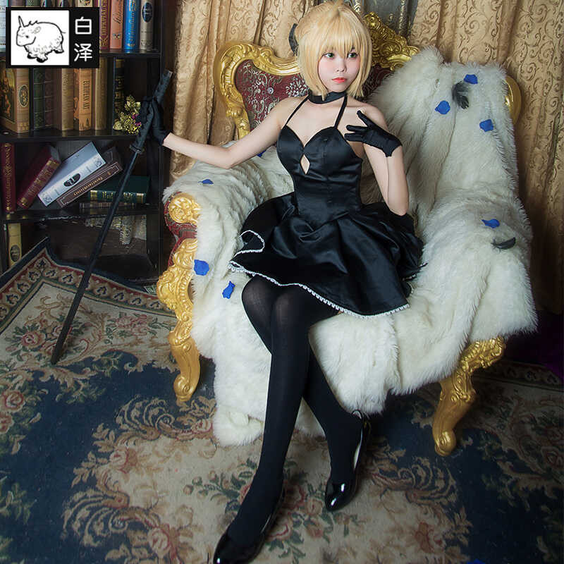 Shirazawa คืนโชคชะตาคอสเพลย์ผู้หญิงชุดสีดำ Saber ชุด Altolia COS เสื้อผ้าคอสเพลย์ อะนิเมะ cosplay