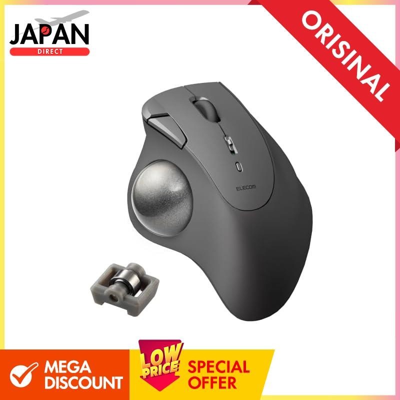 Elecom Wireless Trackball Mouse Bluetooth IST Bearing Support Thumb Control 36mm Ball 5 Buttons Win