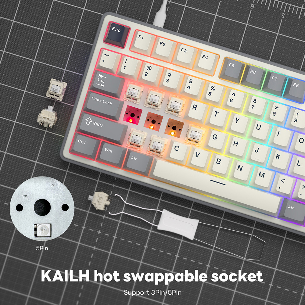 kludge Royal RK R87Pro คีย์บอร์ดแบบมีสายสำหรับนักเล่นเกมแบบถอ