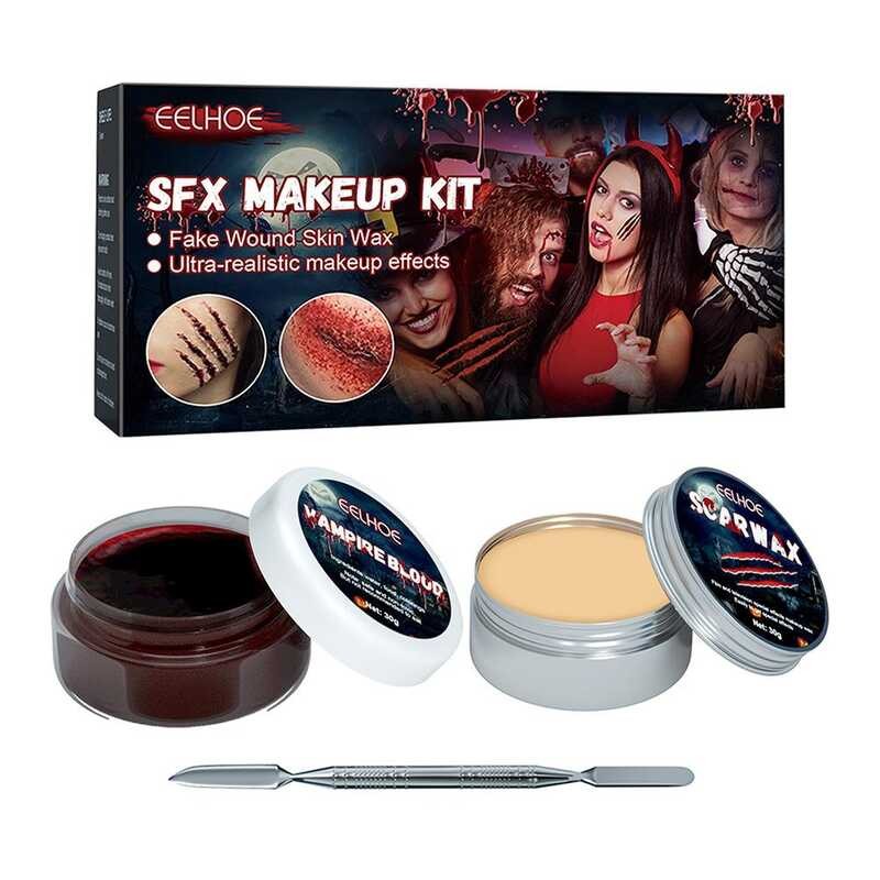 Halloween [Zeberdany] SCAR WAX Fake Blood GEL Kit Skin WAX เทคนิคพิเศษ Halloween STAGE Fake Wound M