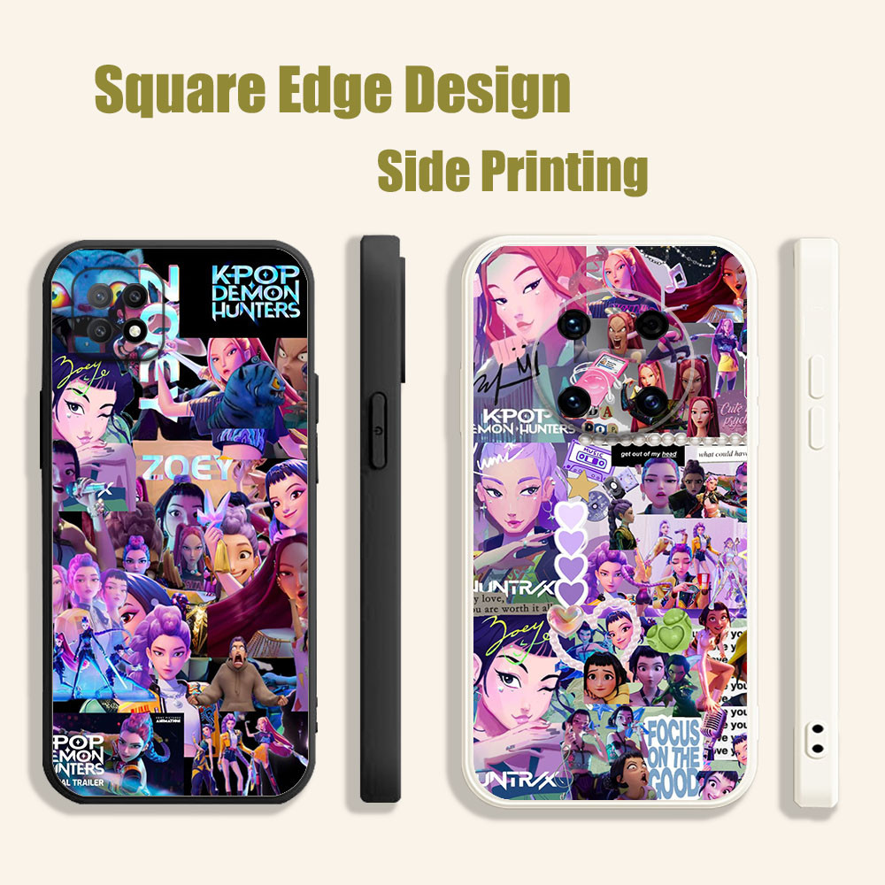 ปลอกสําหรับ OPPO Reno6 Reno 7 7z 5K A16E A16K A94 kpop นักล่าปีศาจสีชมพูความงาม FXP10 เคสโทรศัพท์ขอบ