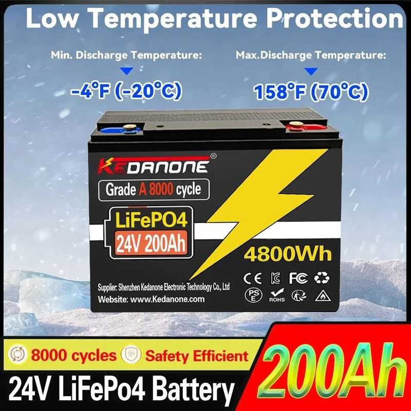 แบตเตอรี่ 24V LIFEPO4 32700 200AH รวม BMS 200A สำหรับ RV พลังงานแสงอาทิตย์ ชาร์จภายนอกได้