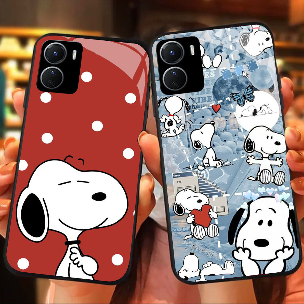 MK-23 Love Snoopy Liquid HD Glass Casing สําหรับ VIVO Y16 Y15S Y01 Y56 Y36 Y27S Y15A Y36i Y17S iQOO 