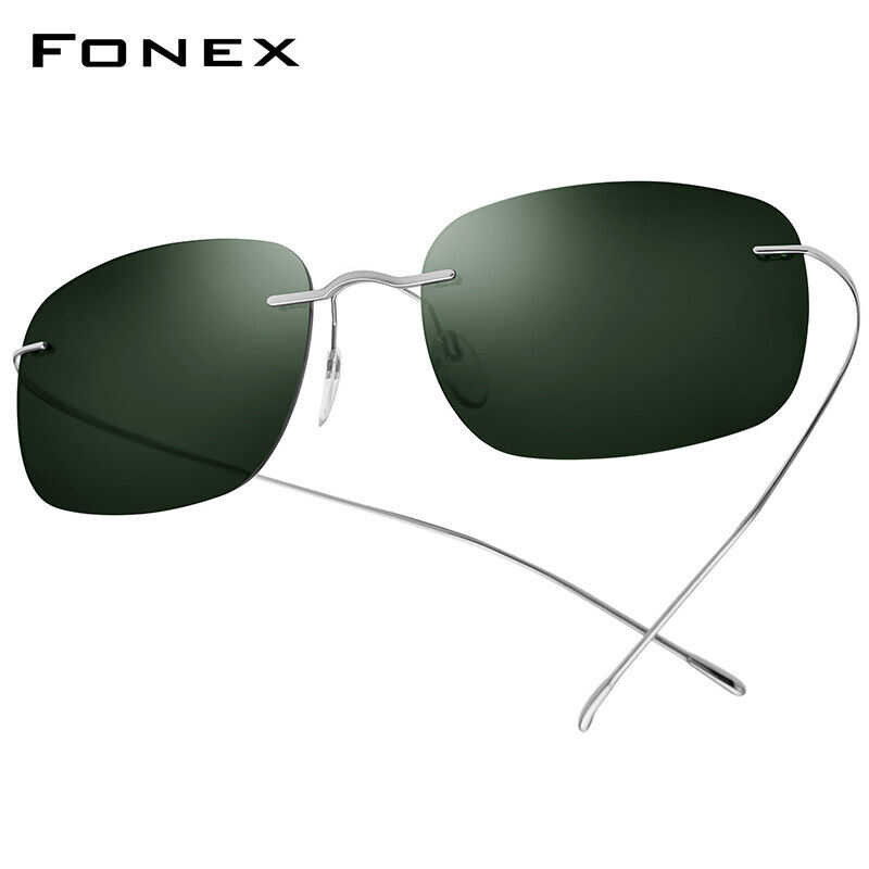❤ FONEX Titanium Rimless แว่นตากันแดดผู้ชาย2022ใหม่ Ultralight เกาหลีสไตล์ญี่ปุ่น Frameless สกร