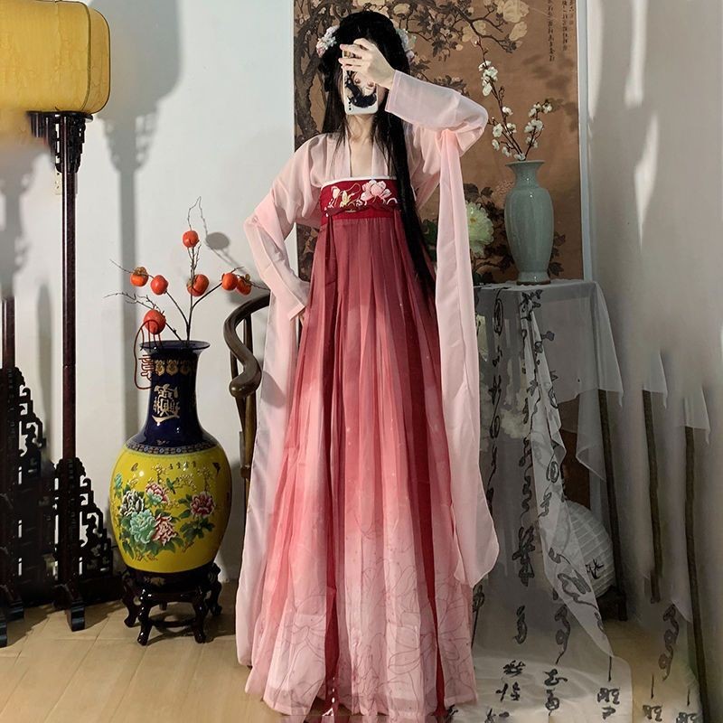 (New Date) ของแท้ Hualangci Hanfuเริ่มต้นสู่ใต้ กลับมาสู่ทิศเหนือ ชุด Ru พื้นรองเท้ายาว