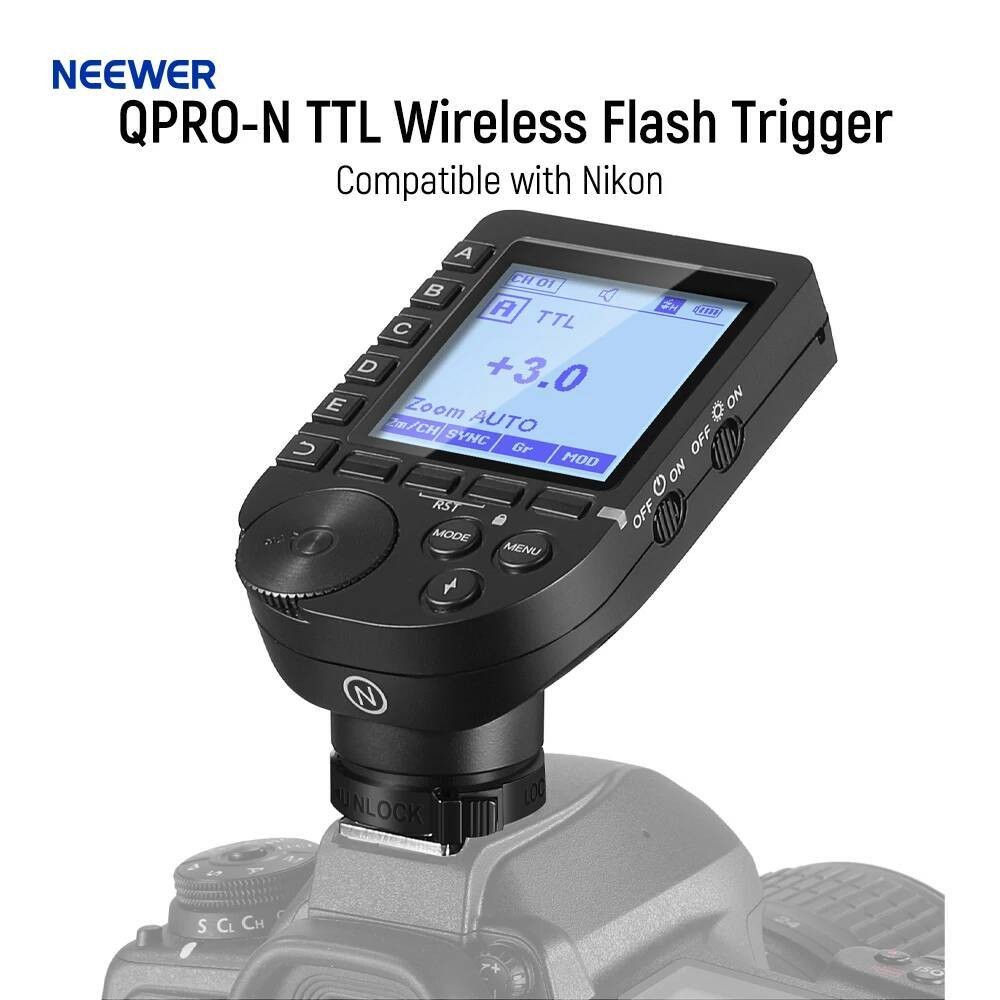 NEEWER QPRO-N TTL แฟลชทริกเกอร์ไร้สายเข้ากันได้กับ Nikon สําหรับ Q4 Q3 Z1 Z760 NW420 NW655 NW665 S10