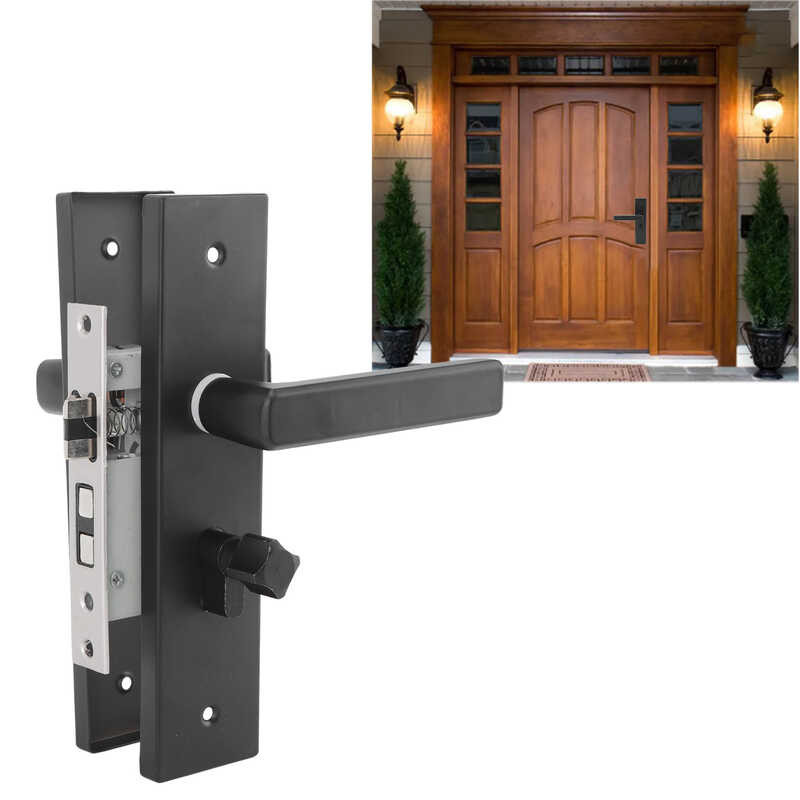 ❤ [Azfdd] Household Black Door Handle Set With Lock Key For Bedroom Bathroom