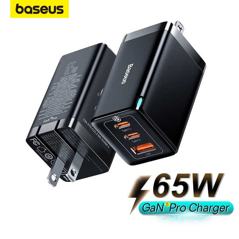 Baseus ที่ชาร์ท 65W Gan5 Pro 2C+U ที่ชาร์จแบบด่วน เข้ากันได้กับ