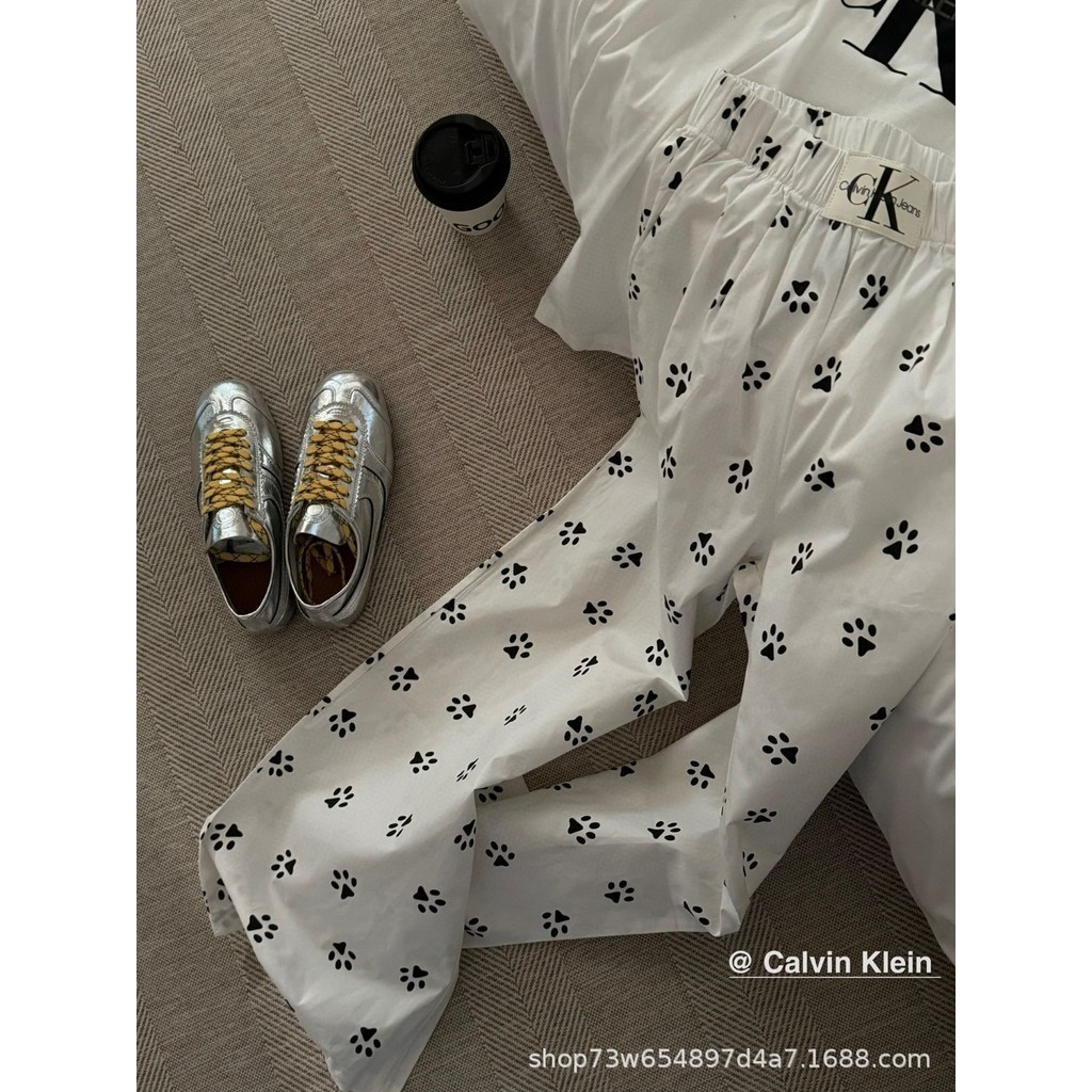 Calvin Klein 24New Leather Tag Yamamoto Dog's Paw Pants Straight Casual Pants for Women