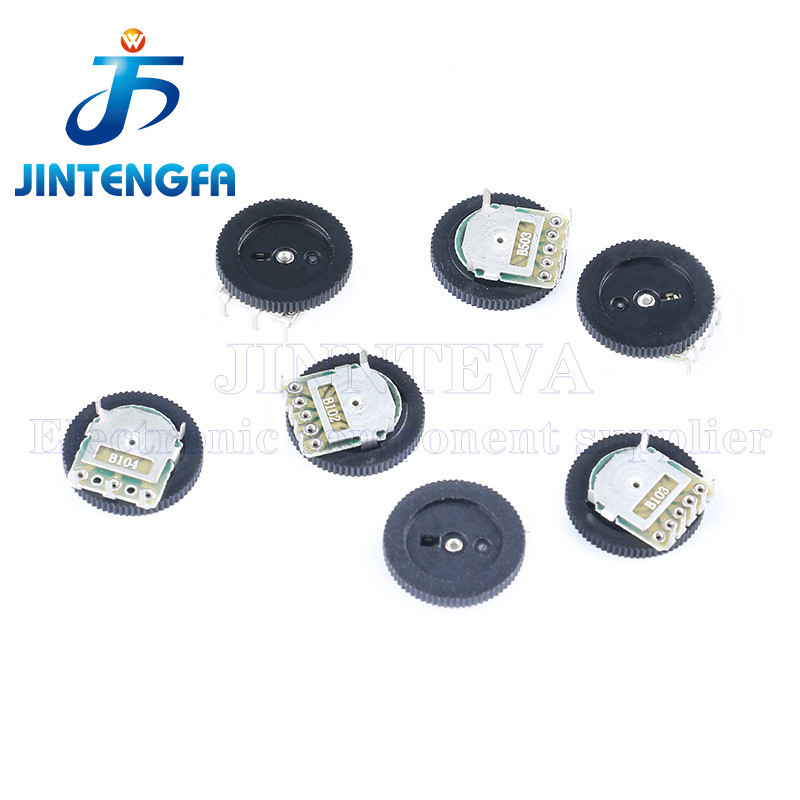 10pcs 16*2 มม.3/5 pin 1K 10K 20K 50K เดี่ยวและคู่เกียร์ dial potentiometer ปริมาณสวิทช์ B102 B103 B203 B503