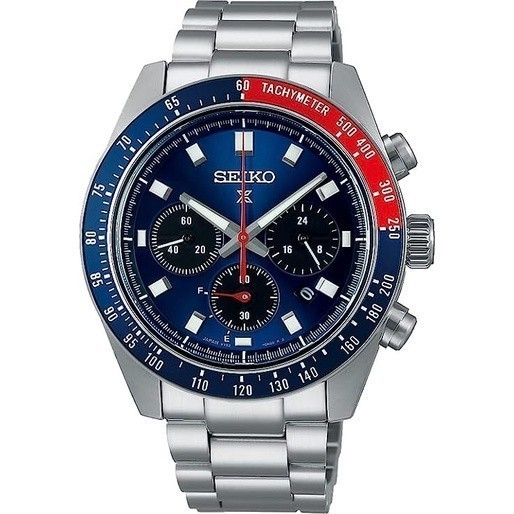 นาฬิกา JDM  Seiko Eco-Drive Sapphire Three-Eye Timing Steel Belt Watch-Cola Ring Blue Surfaces/ Sbd