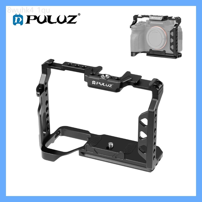 A PULUZ Metal Camera Rabbit Cage for Sony A7 IV A7M4 A7M3 A7R3 A7R III Camera 1/4 3/8 inch Screw Ho