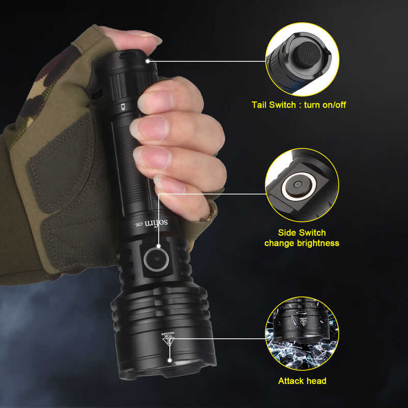 21700 Sofirn C8L 3100lm Flashlight Powerful Tactical USB-C Rechargeable XHP50D HI LED Torch EDC Out