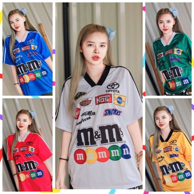 เสื้อโอเวอร์ไซส์ ใส่ได้ทั้งชายและหญิง งานกระแสสุดฮิต ลาย M&M งานตามหา ราคาถูกที่สุด