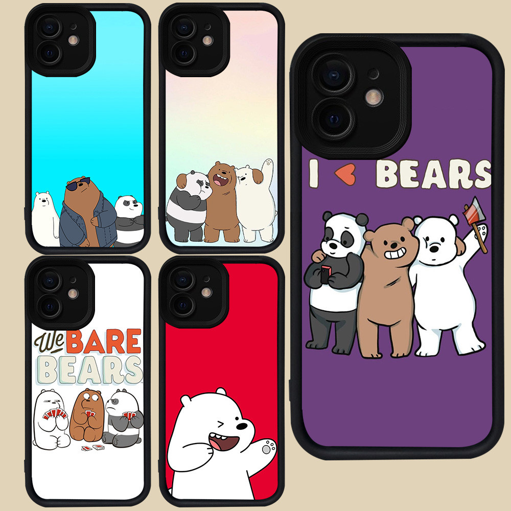 เคสสีดําสําหรับ iPhone 15 X XR XS 12 Mini 11 Pro Max R107 We-Bare-Bears