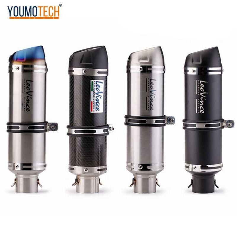 51mm 2Inches Universal motorcycle exhaust pipe carbon fiber Moto exhaust Muffler With DB Killer LEO