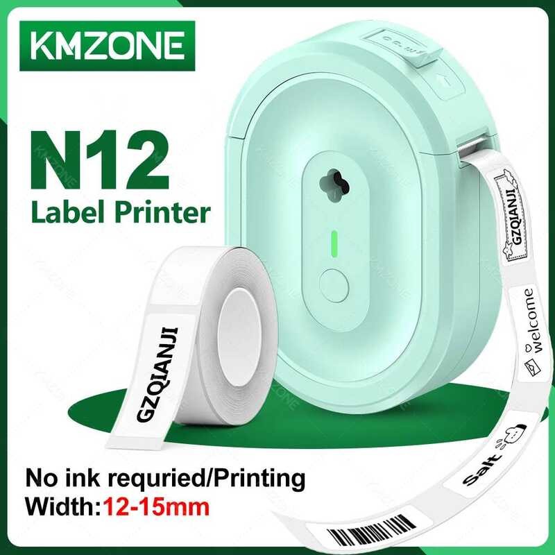 KMZONE N12 Label Thermal Self-Adhesived Wireless Bluetooth Mini Portable Printer เป็น D110 รุ่นปรับป