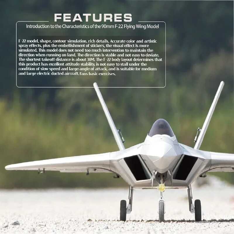 ➧ Freewing RC เครื่องบิน F22 Raptor 90Mm EDF Jet Kit พร้อม Servos PNP 6S / 8S