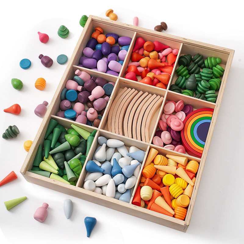 Montessori ช่วยสอน Waldorf Rainbow เด็กการศึกษา Early Education DIY ขนาดเล็กน่ารัก Building Blocks