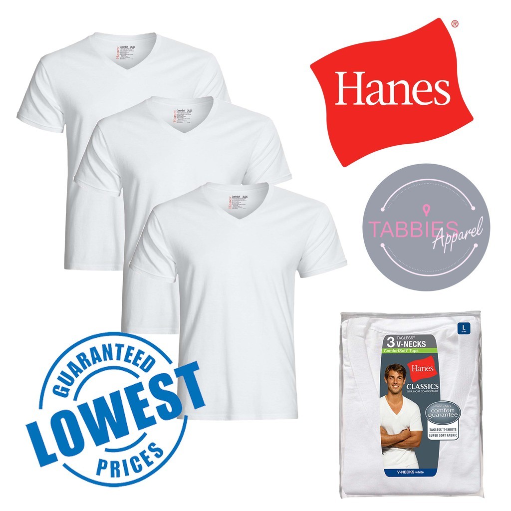 Hanes เสื้อยืดคอวี CLASSICS 3 ชิ้น