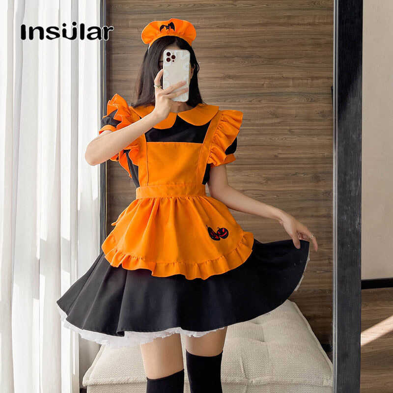 Insular COSPLAY Embroidered Maid Costume Pumpkin Maid Costume Bat Vampire Maid Magic Witch