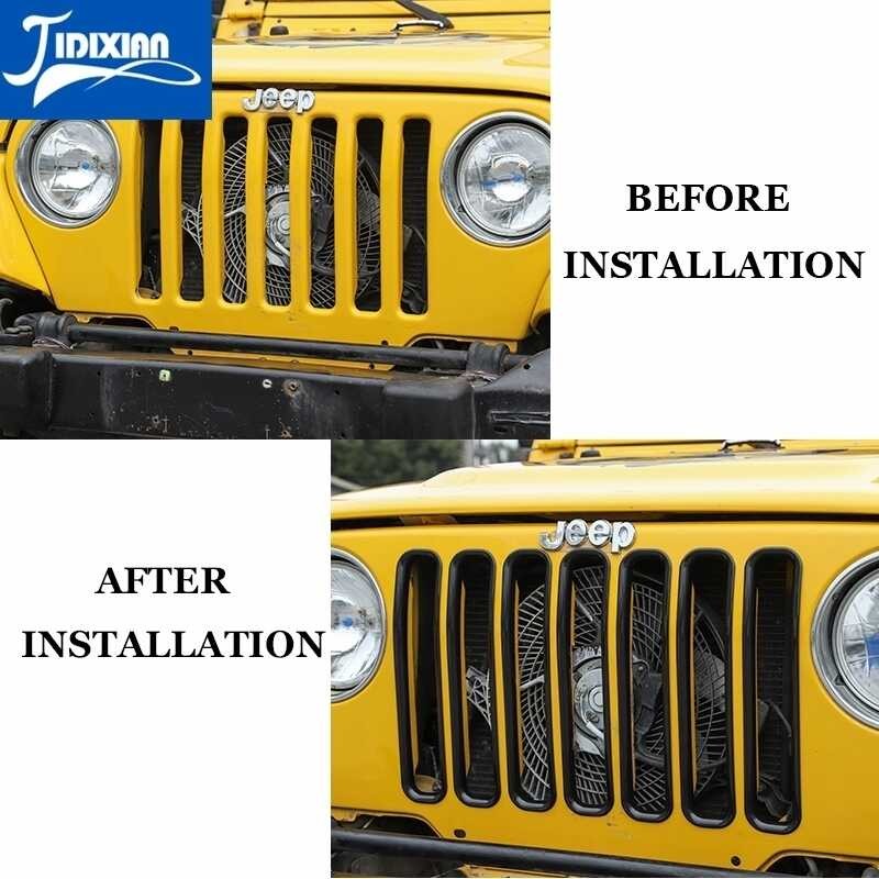 JIDIXIAN Grille ด้านหน้า Inlay Trim สำหรับ Jeep Wrangler TJ 1997-2006 อุปกรณ์