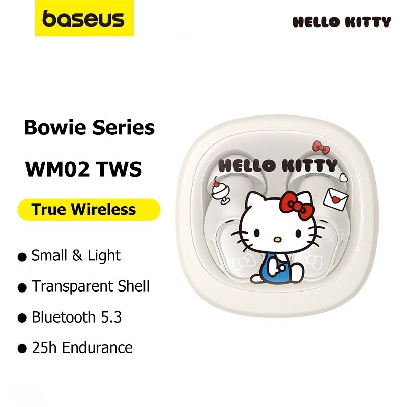 Baseus Sanrio Co-branded WM02 หูฟังบลูทูธไร้สาย 5.3 พร้อมไฟ RGB Kuromi Cinnamoroll Hello Kitty Melo
