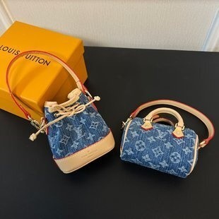 Louis Vuitton LV mini denim bucket bag จี้พวงกุญแจหมอน