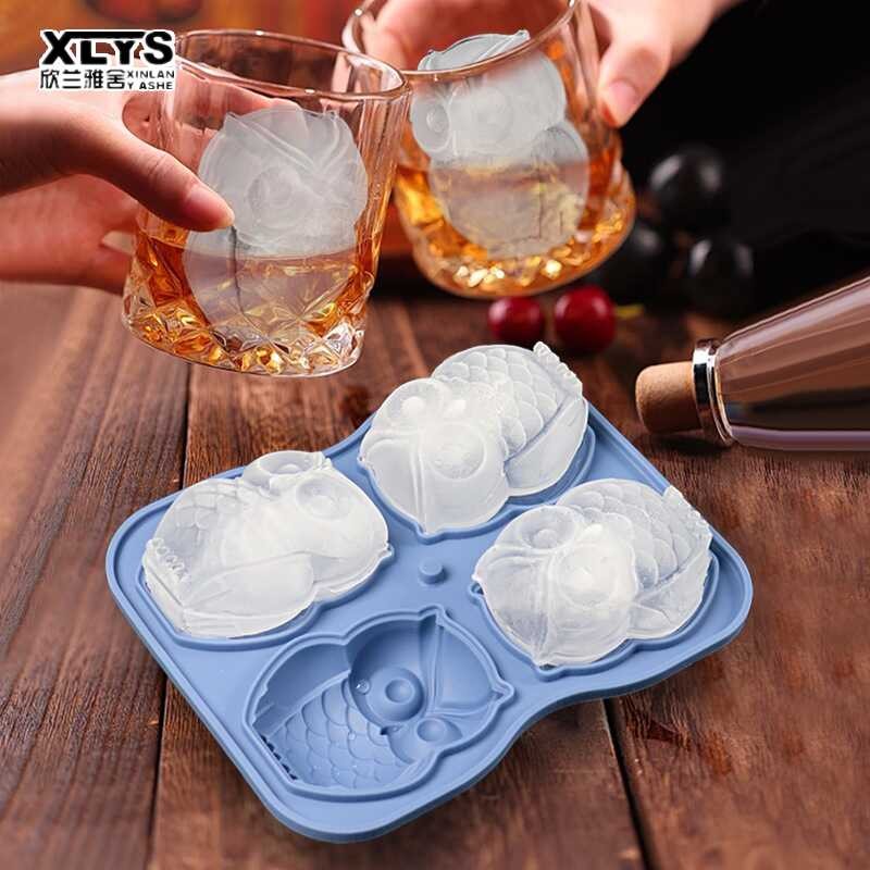Ice Silicone Tray Ice Cube Mold Beverage Ice-Making Box Animal Ice Hockey -Making