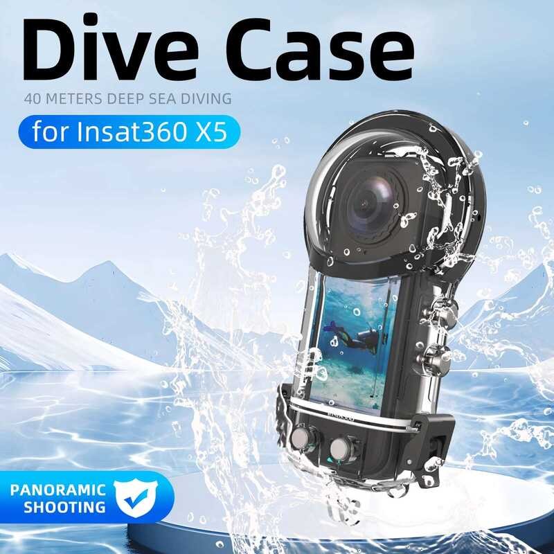 Insta360 กล่องกันน้ำสำหรับ X5, เคสดำน้ำ 50 เมตร ป้องกันใต้น้ำพร้อมอุปกรณ์ติดตั้งและอะแดปเตอร์ X5,
