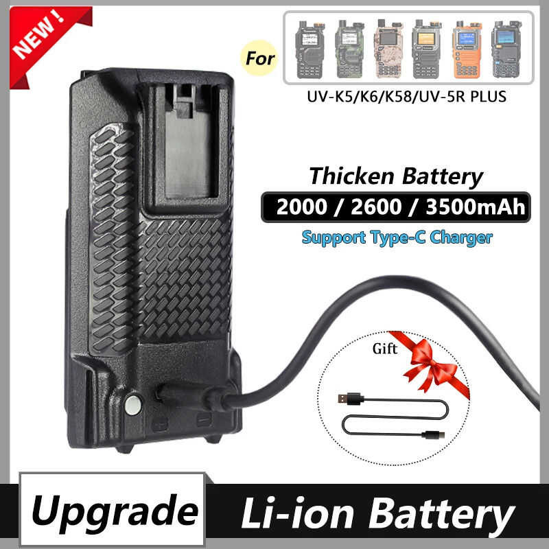 ❤ UV K5 Baery Quansheng ------- K6 Nicker Li-Ion Baery Type-C Charger 2000/2600/3500Mah Uv400 5