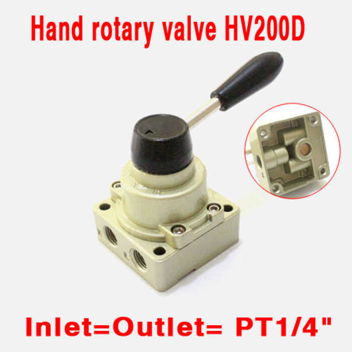 HV-200D Pneumatic Vae 3 Positions 4 Ways Air w Control Rotary Hand Lever Vae with 6 8 10 12mm Tube