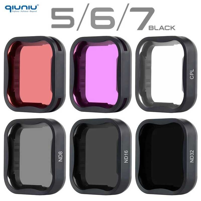 QIUNIU ND GoPro Hero สีดําสีแดง Magenta CPL ND32 ND16 ND8 ชุดกรองสําหรับ Go Pro 5 6 7 ชุดอุปกรณ์เสริ