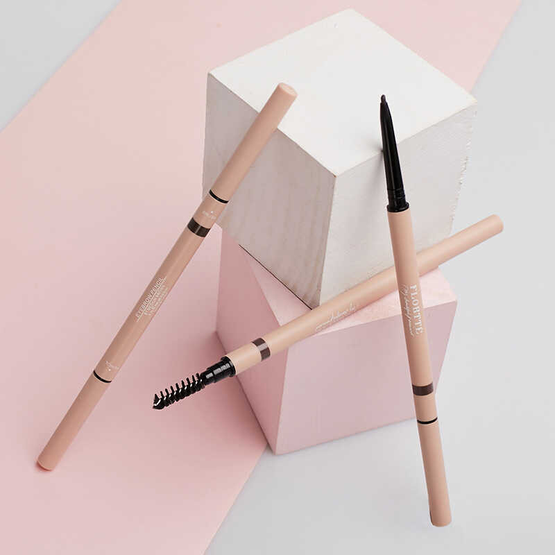 Flortte Flortte Flortte Double-Headed Ultra-Fine ดินสอเขียนคิ้ว Flortte หญิงกันน้ําเหงื่อ-Proo