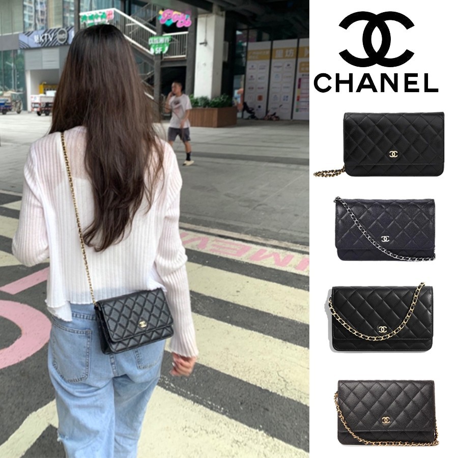 ♞,♘ของแท้ 100% Chanel WOC CLASSIC WALLET ON CHAIN กระเป๋าสตางค์พร้อมสายโซ่คลาสสิค