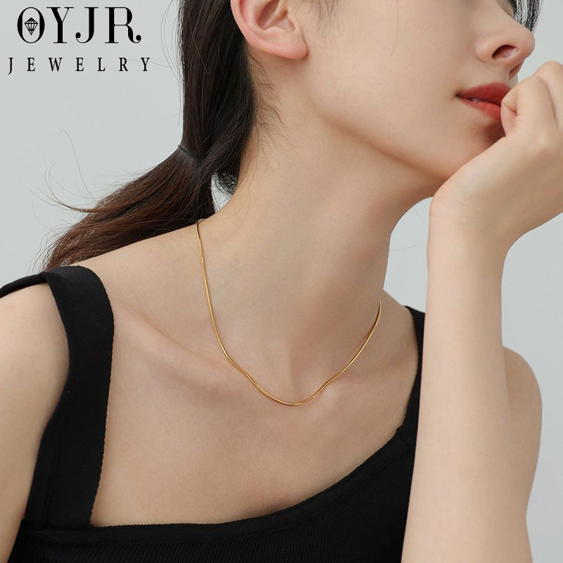 OYJR สร้อยคอกระดูกงูเรียบๆ สร้อยสแตนเลสสำหรับผู้หญิง - รูปที่ 5