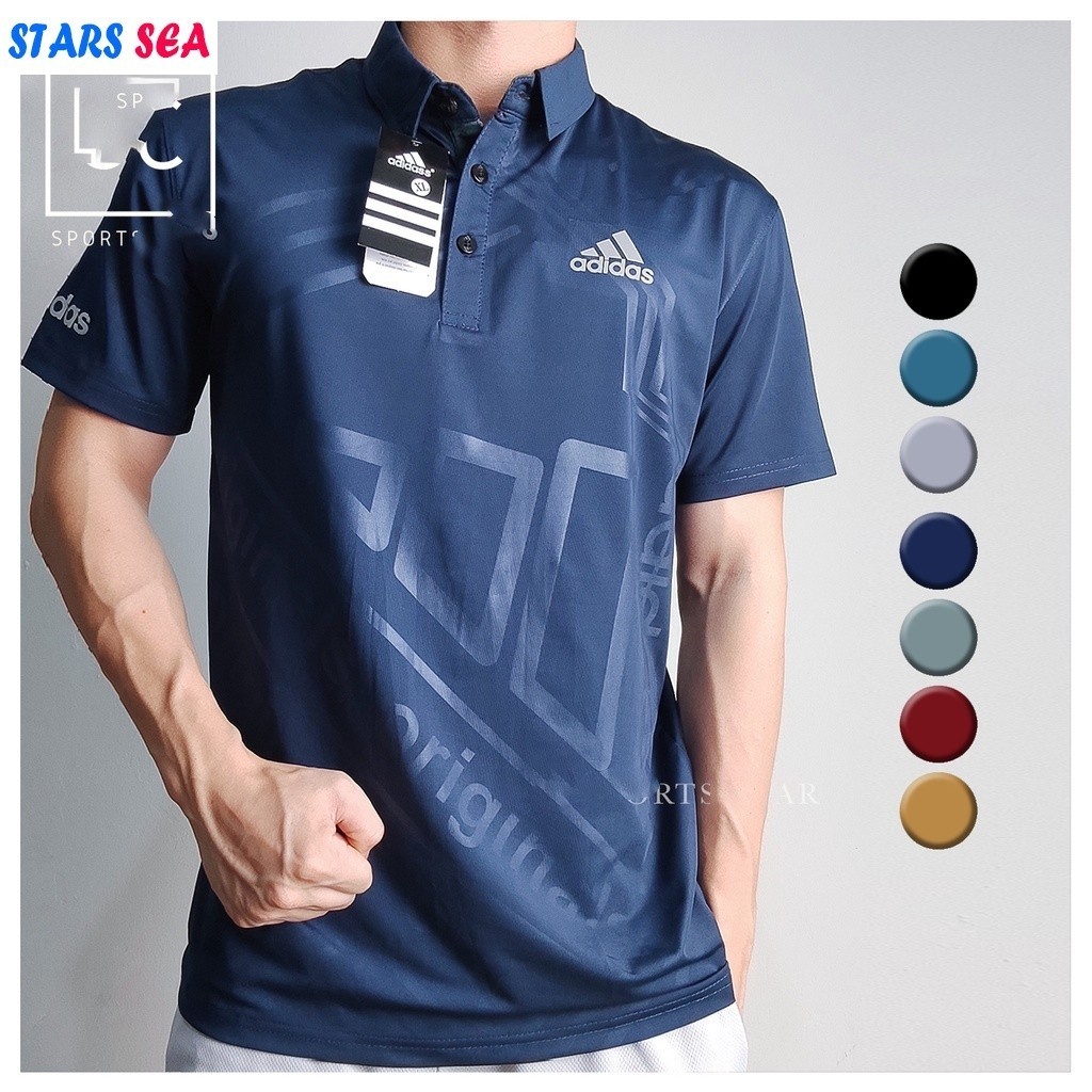 ชุดกีฬา Ad2 โพลีเอสเตอร์เสื้อกอล์ฟคอปกผู้ชาย Baju เสื้อกอล์ฟชุดกีฬาแขนสั้นเสื้อโปโลการฝึกอบรม