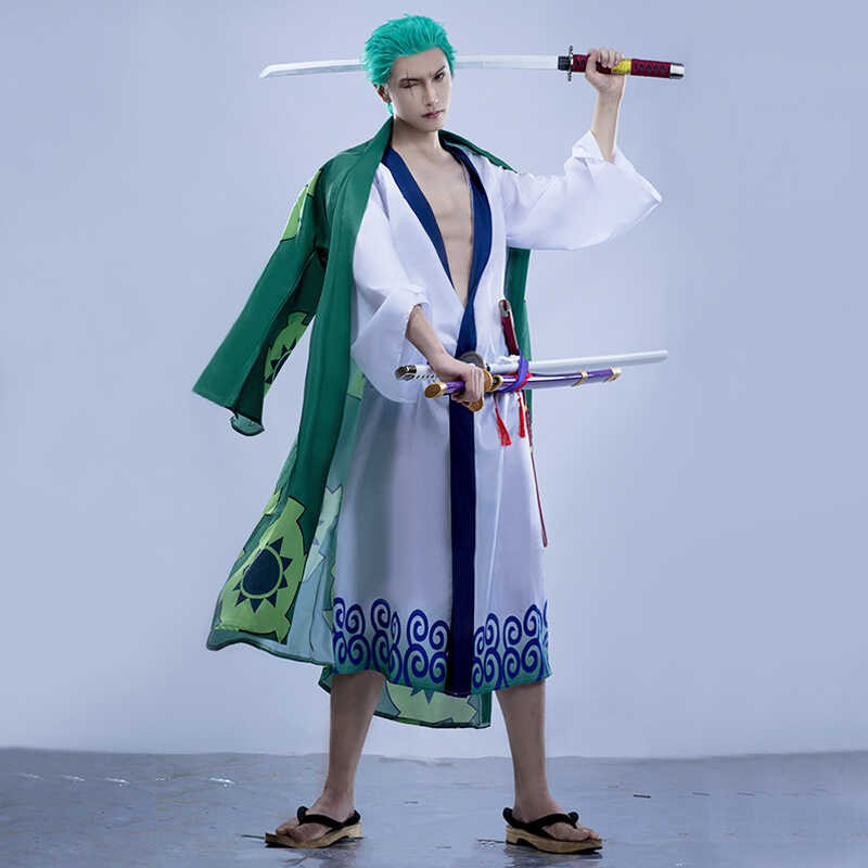 One Anime Piece Cosplay Costume For Men Roronoa Zoro 2Nd Kimono Robe Sets Kingdom Of Harmony ZORO 2